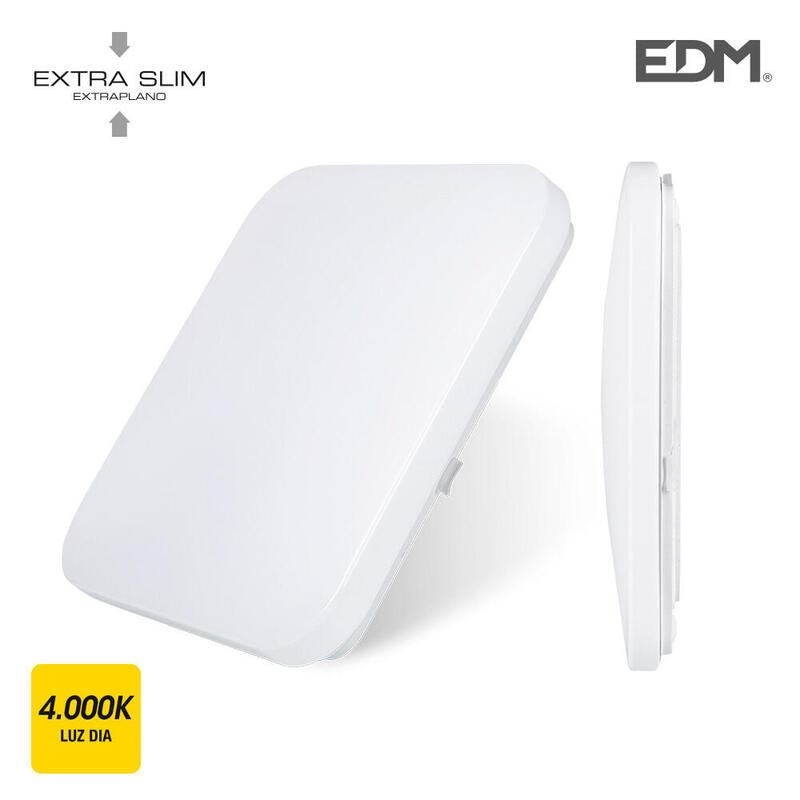 Aplique Superficie Led Extraplano 12w 4000k Cuadrado 28x28x6,3cm Edm