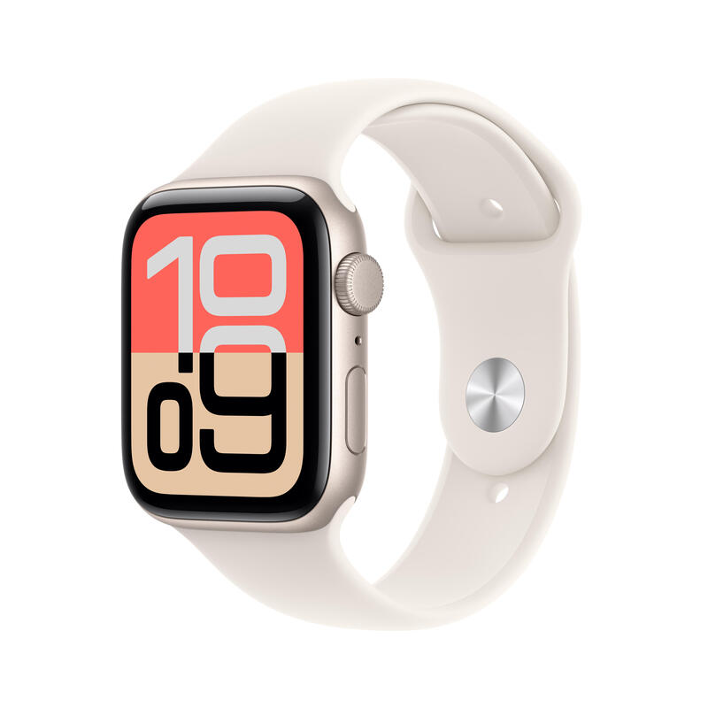 Apple Watch Se3 Gps 44mm Caja De Aluminio Blanco Estrella Correa Deportiva Blanco Estrella M L