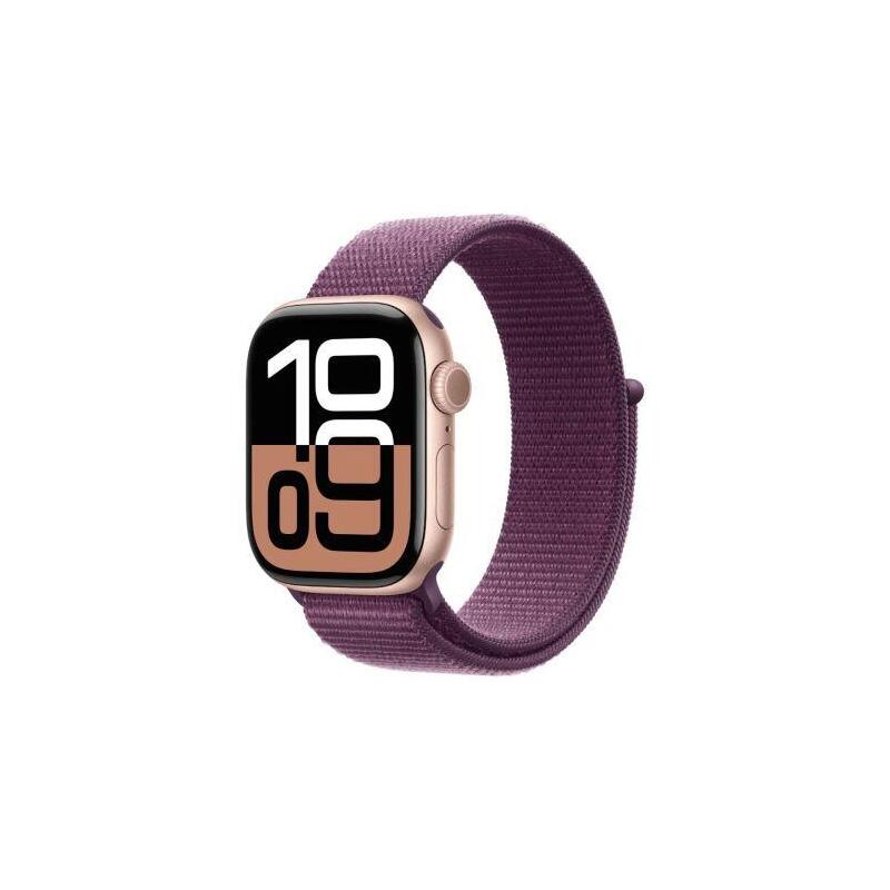 Apple Watch Series 10 Gps 46mm Rose Gold Alu Case, Plum Sport Loop Eu Mwwv3