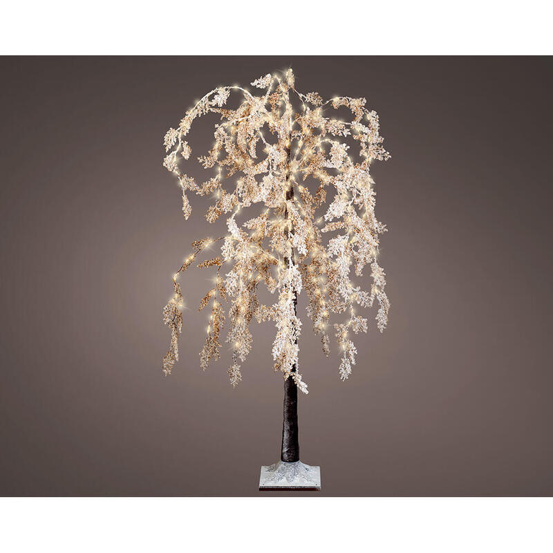 Arbol Microled Sauce De Flores Blancas, Fijo, 360 Leds, Ø70x180cm Blanco Calido. Lumineo