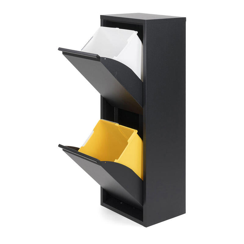 Armario Metalico De Reciclaje 2 Cajones Negro 92x35x25cm