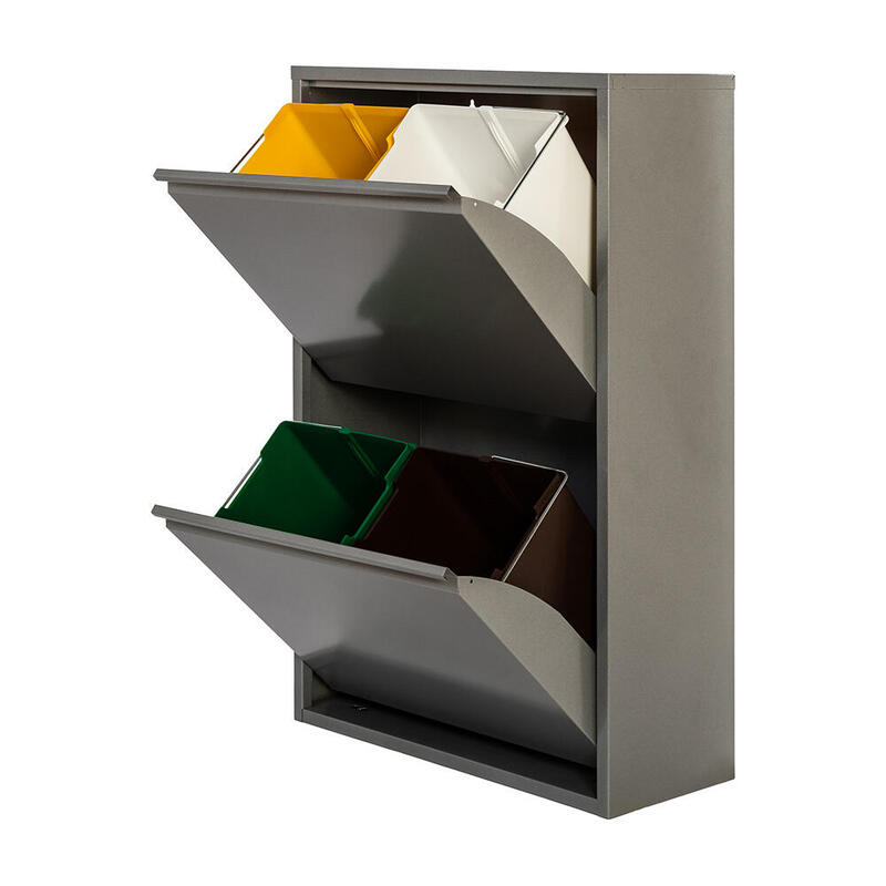 Armario Metalico Reciclaje 4 Cajones Gris 92x60x25cm