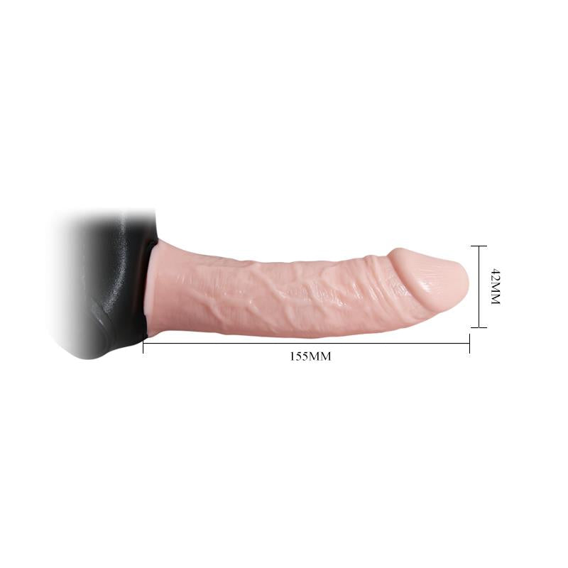 Arnés Con Dildo Hueco Y Vibración 15.5 X 4.2 Cm Natural