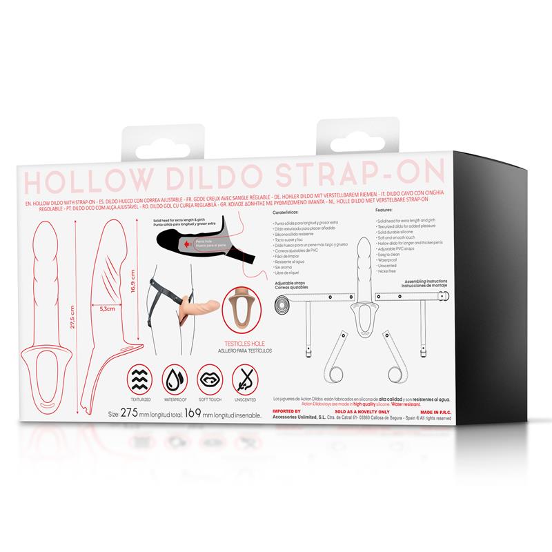 Arnés Strap-On Con Dildo Hueco Silicona Premium Talla L