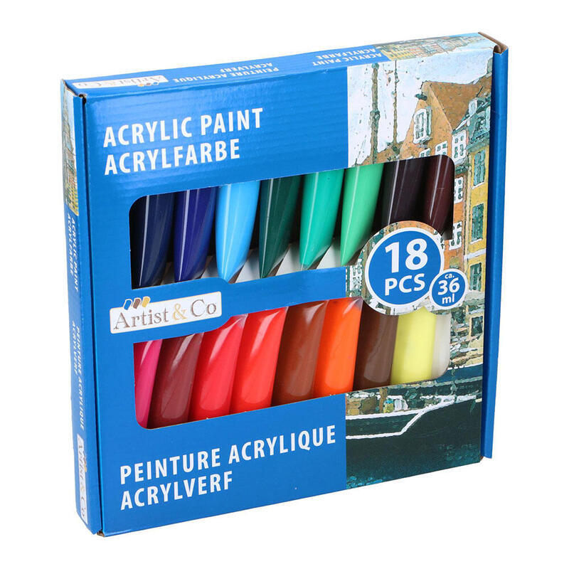 Artist & Co - Zestaw Farb Akrylowych W Tubkach 36 Ml 18 Kolorów