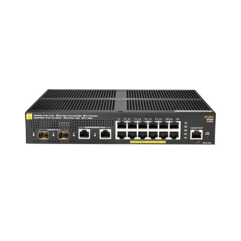 Aruba 2930f 12g Poe+ 2g/2sfp+ Gestionado L3 Gigabit Ethernet (10/100/1000) Energía Sobre Ethernet (Poe) 1u Negro