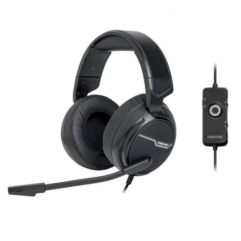 Auricular Fonestar Estereo Win-U Usb Microfono Led Cable 2m Pc Mac Ps4 Xbox