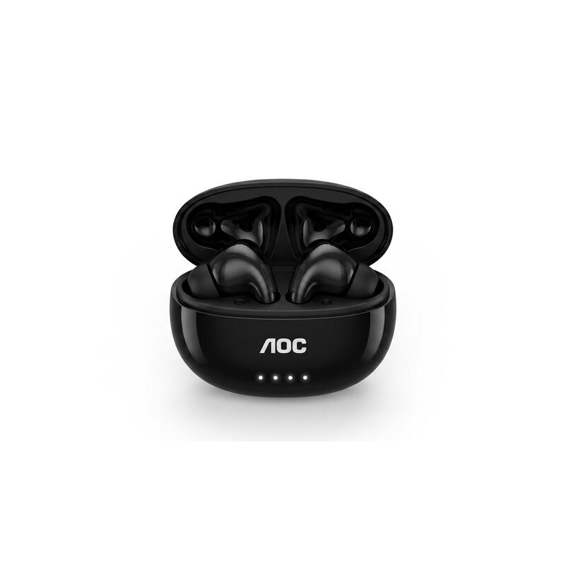Auricular Intrauditivo Bluetooth Aoc Act2511bk Tws Anc Mic Negro Reproduccion 30h Carga Usb-C Tactil
