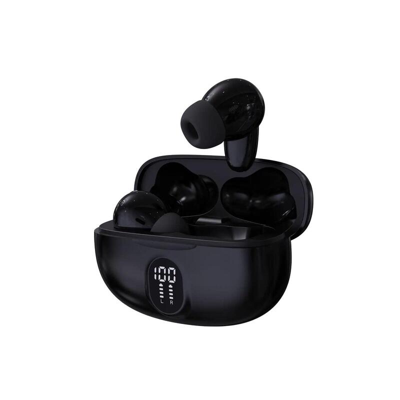 Auriculares Bluetooth Denver Inalambricos Con Efecto De Luz Negro