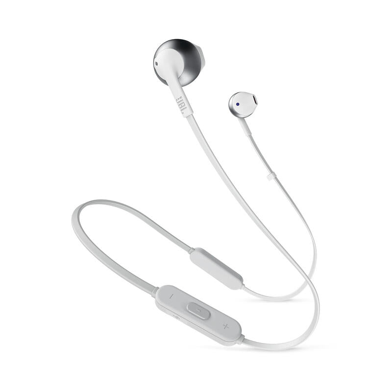 Auriculares Bluetooth Jbl Tune 205 Bt Silver Bt 4.1 Micrófono 6 Horas De Conversación Cable Plano Driver 12.5mm Func Manos Libres