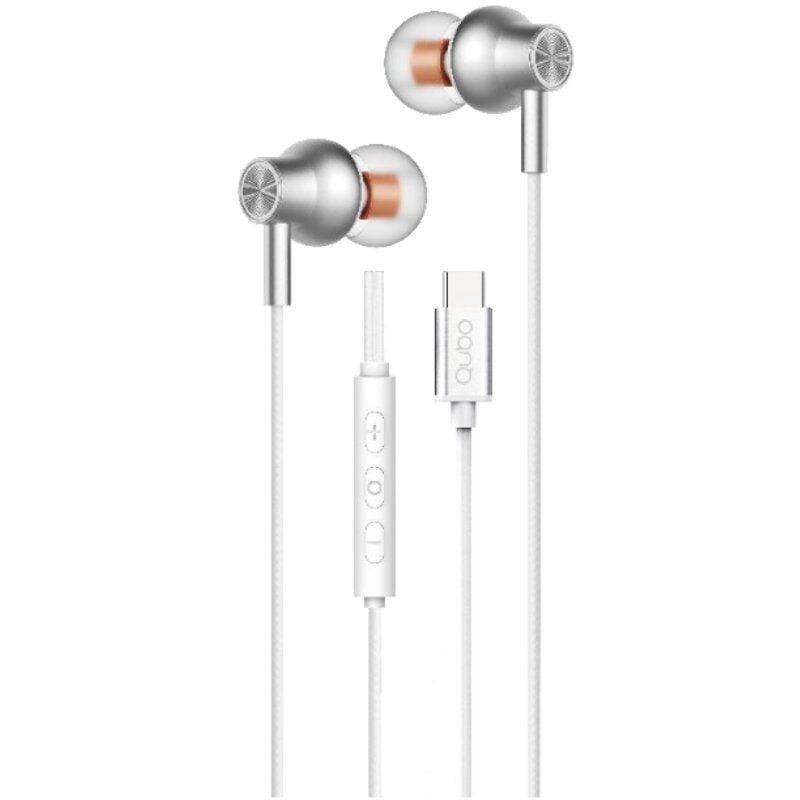 Auriculares Intrauditivos Qubo Au-300c Con Micrófono Usb Tipo-C Blancos