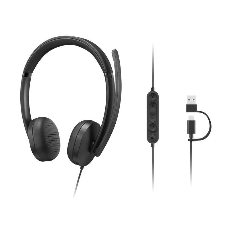 Auriculares Lenovo Voip Headset 5000  Alámbrico D Usb Tipo C Negro