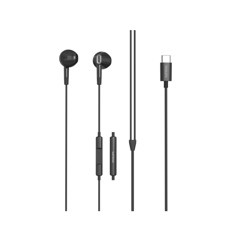 Auriculares Philips Tae1020bk/93 Intrauditivos Con Micrófono Cable Usb-C Negro