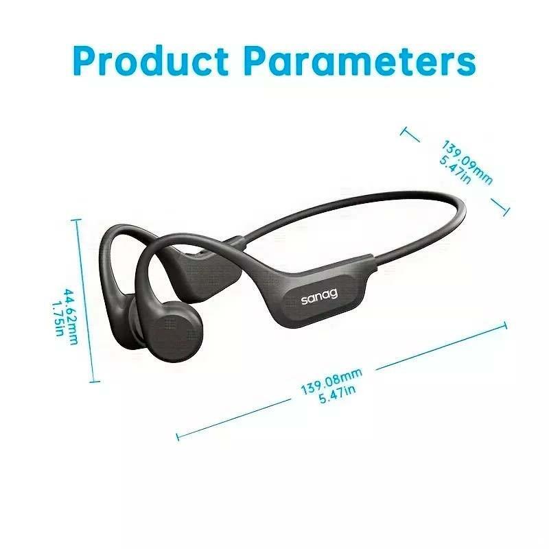 Auriculares  Sanag B60s Pro Negro De Conducción Ósea Y Bluetooth