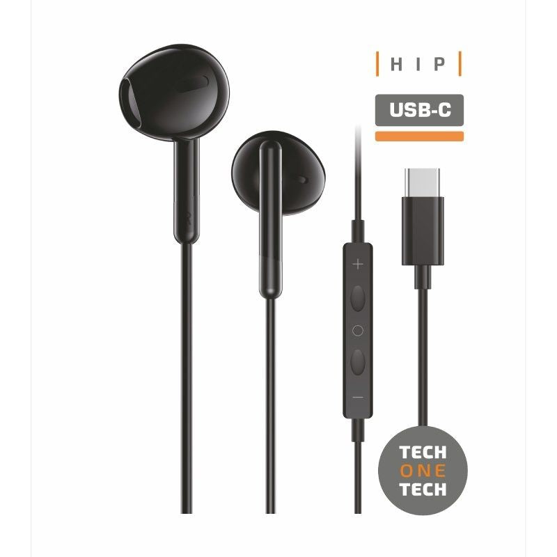 Auriculares Tech One Tech Eartech Tec1302 Con Micrófono Usb Tipo-C Negros