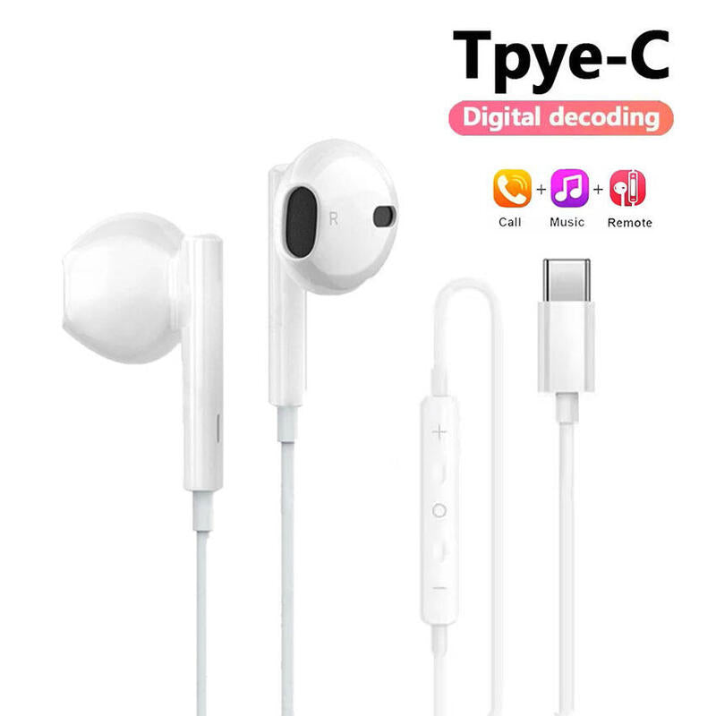 Auriculares Tipo C Con Microfono Y Cable Blancos