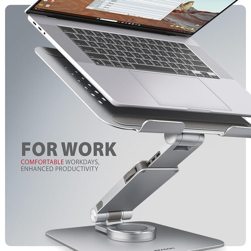 Axagon Stnd-Lr Rotating Aluminum Stand For 10" - 17" Laptops, Adjustable Height & Angle