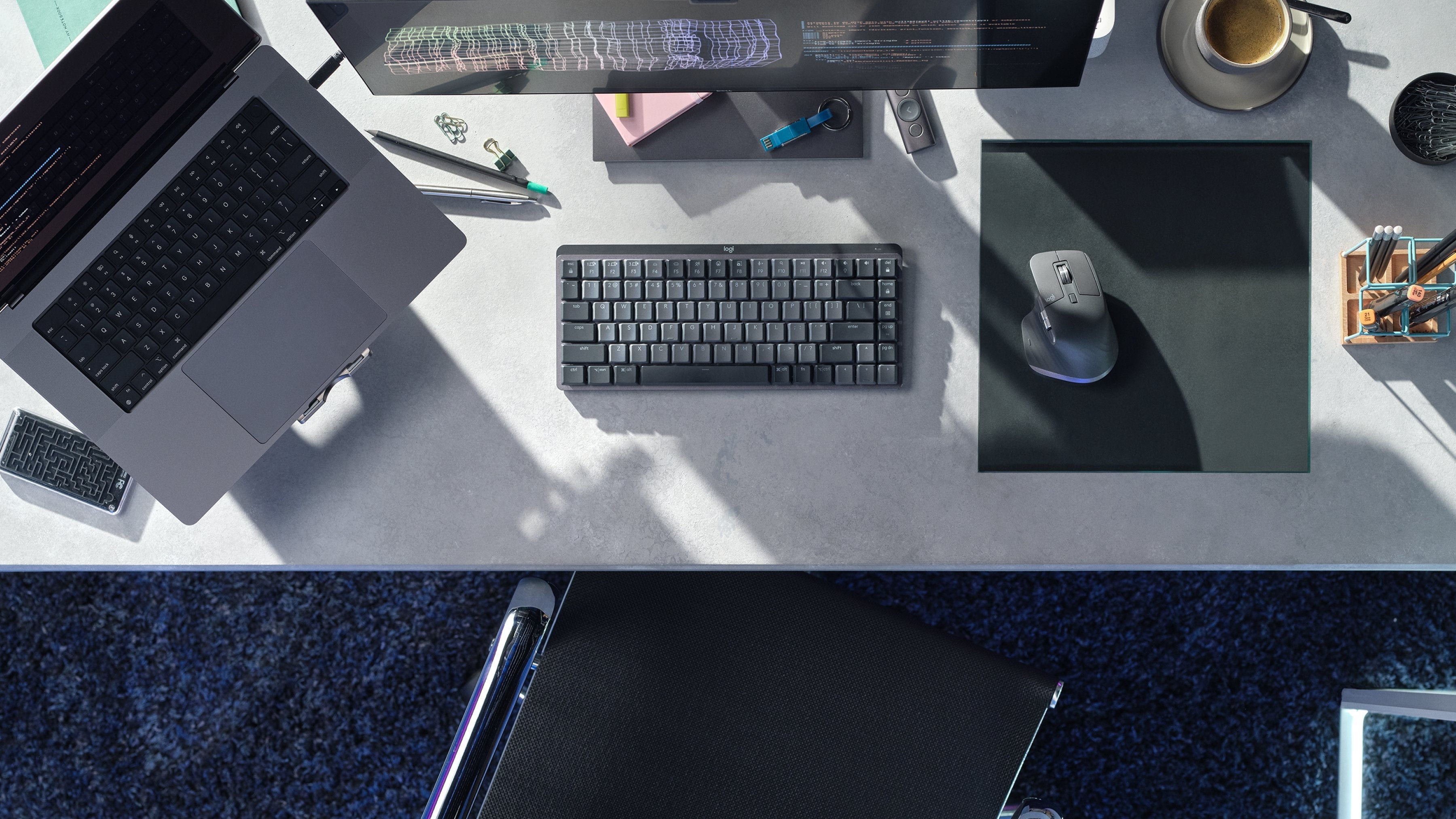 Logitech Master Series Mx Mechanical Mini Teclado Retroiluminación Inalámbrico Bluetooth Le Qwertz Alemán Interruptor: Clicky Grafito