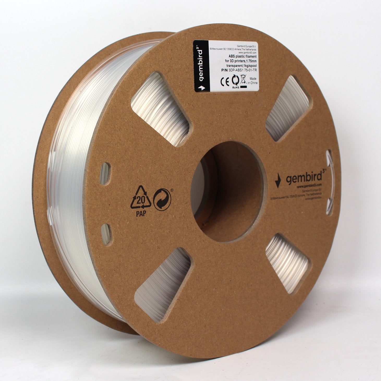 EAN 8716309092609 - Gembird 3DP-ABS1.75-01-TR material de impresión 3d ABS Blanco 1,4 kg imagen 4