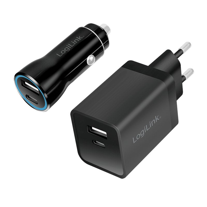 Logilink Usb-A C Charging Kit, 15 W, Each 1x Usb-A, 1x Usb-C, Negro