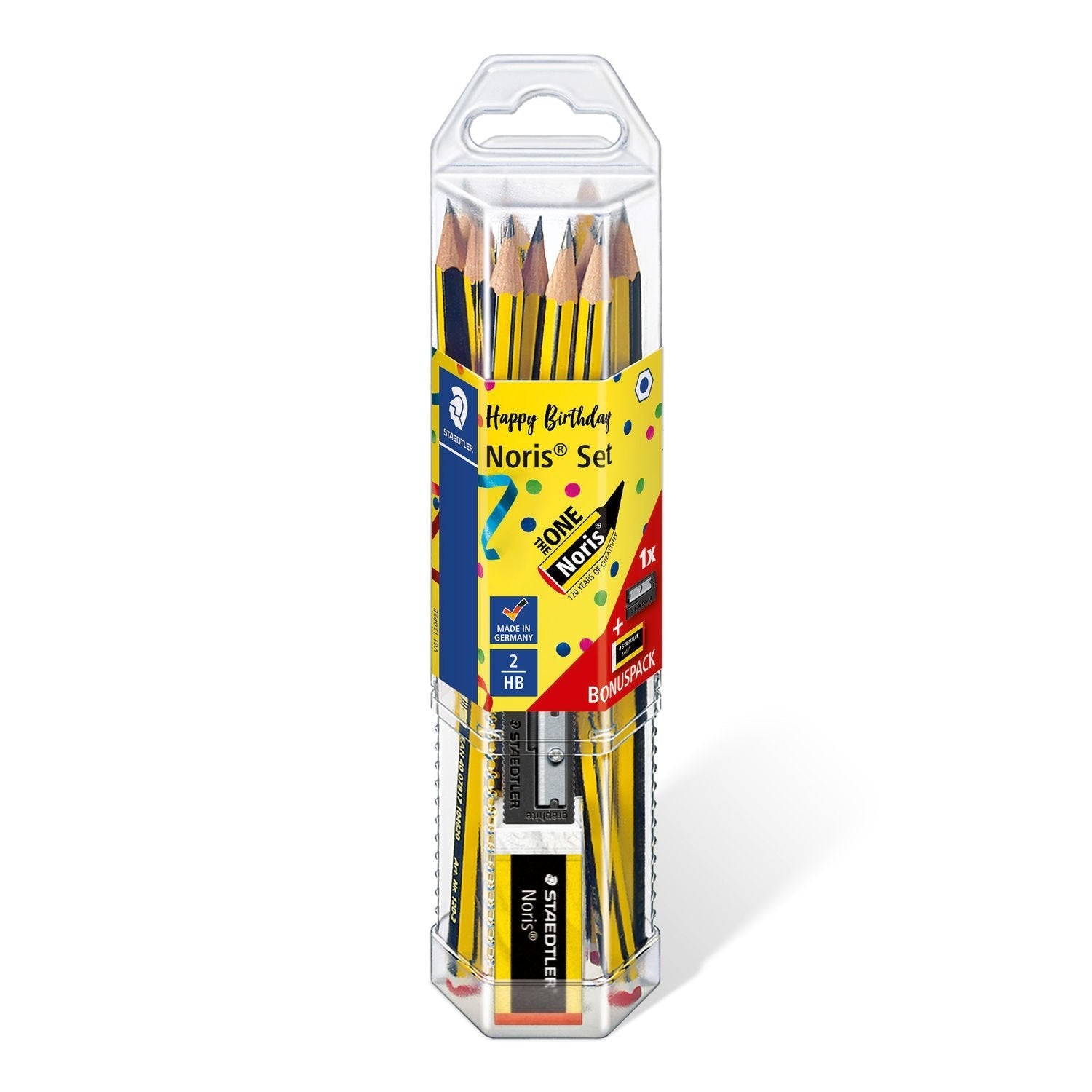 Staedtler Noris 120 Pack De 12 Lapices De Grafito Hexagonal + Goma De Borrar - Mina Hb Ultrarresistente De 2mm - Madera De Bosques Sostenibles