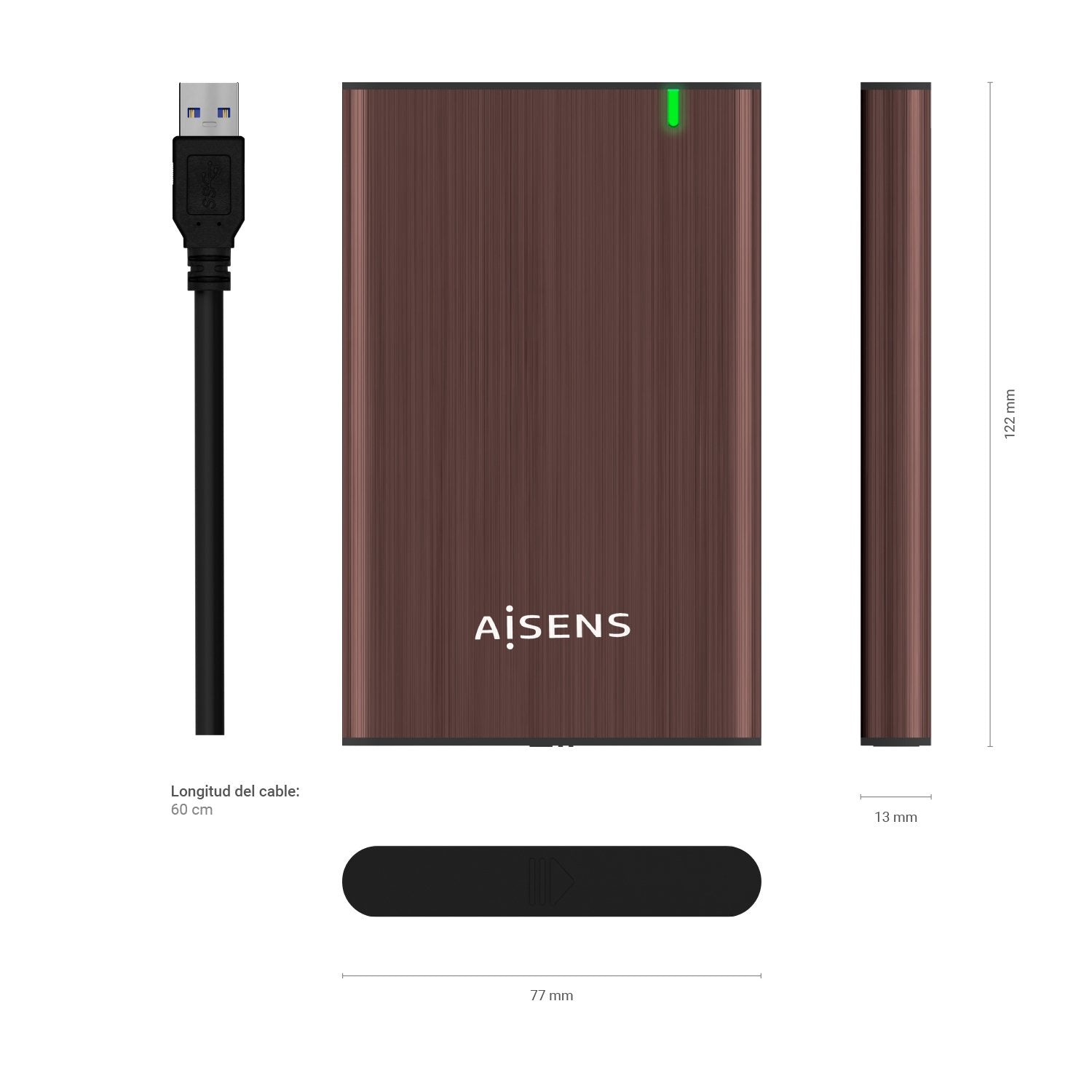 EAN 8436574706338 - AISENS ASE-2525BWN caja para disco duro externo Caja de disco duro (HDD) Marrón 2.5" imagen 4