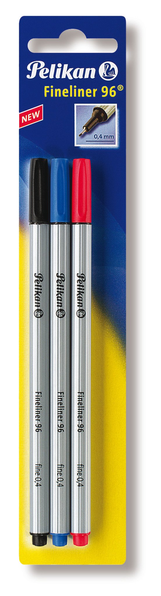 Rotulador Pelikan Fineliner 96 Colores Surtidos Negro/Rojo/Azul 0.4mm Blister