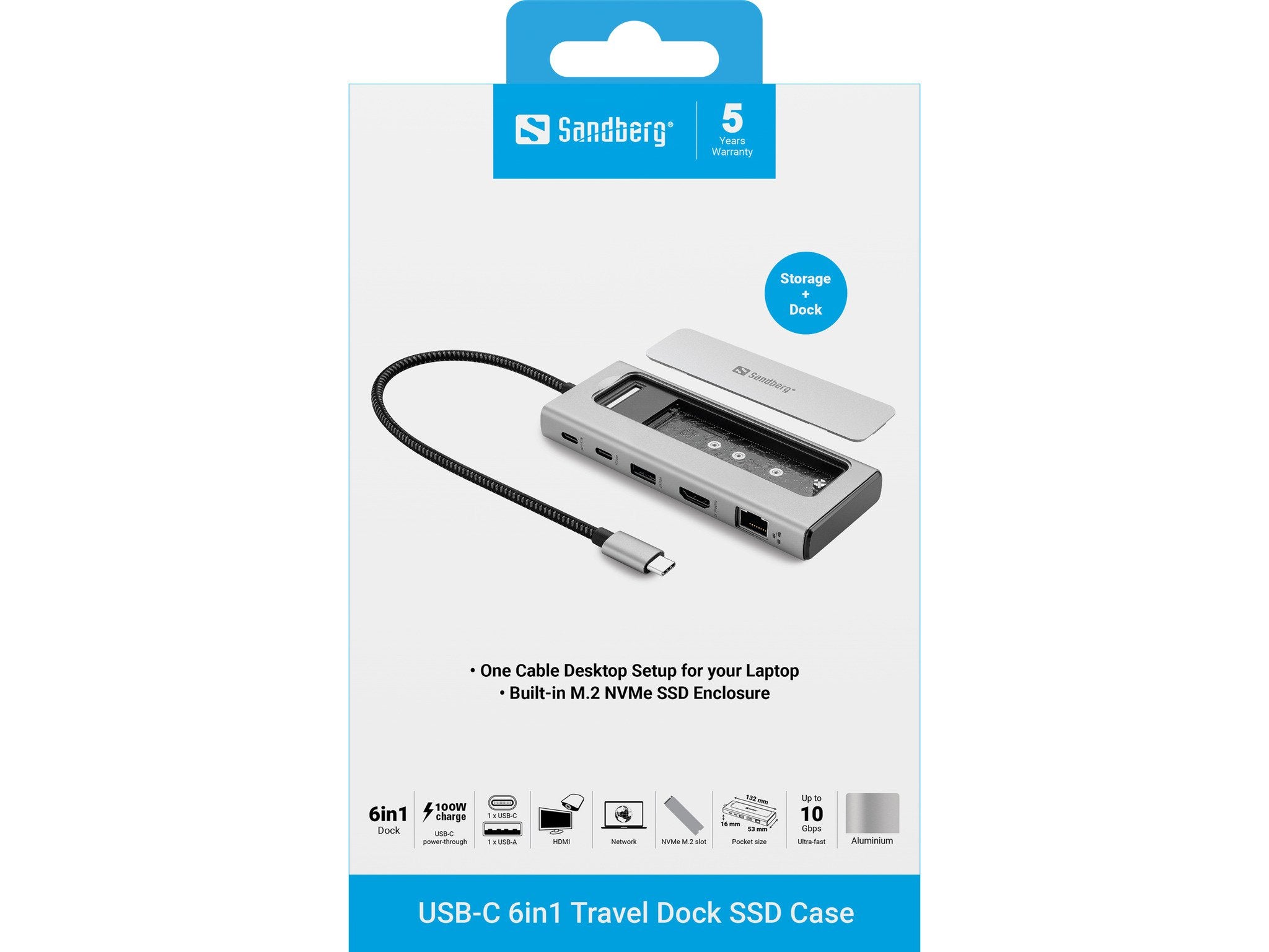 EAN 5705730136825 - Sandberg 136-82 base para portátil y replicador de puertos Alámbrico USB 3.2 Gen 2 (3.1 Gen 2) Type-C Gri imagen 3