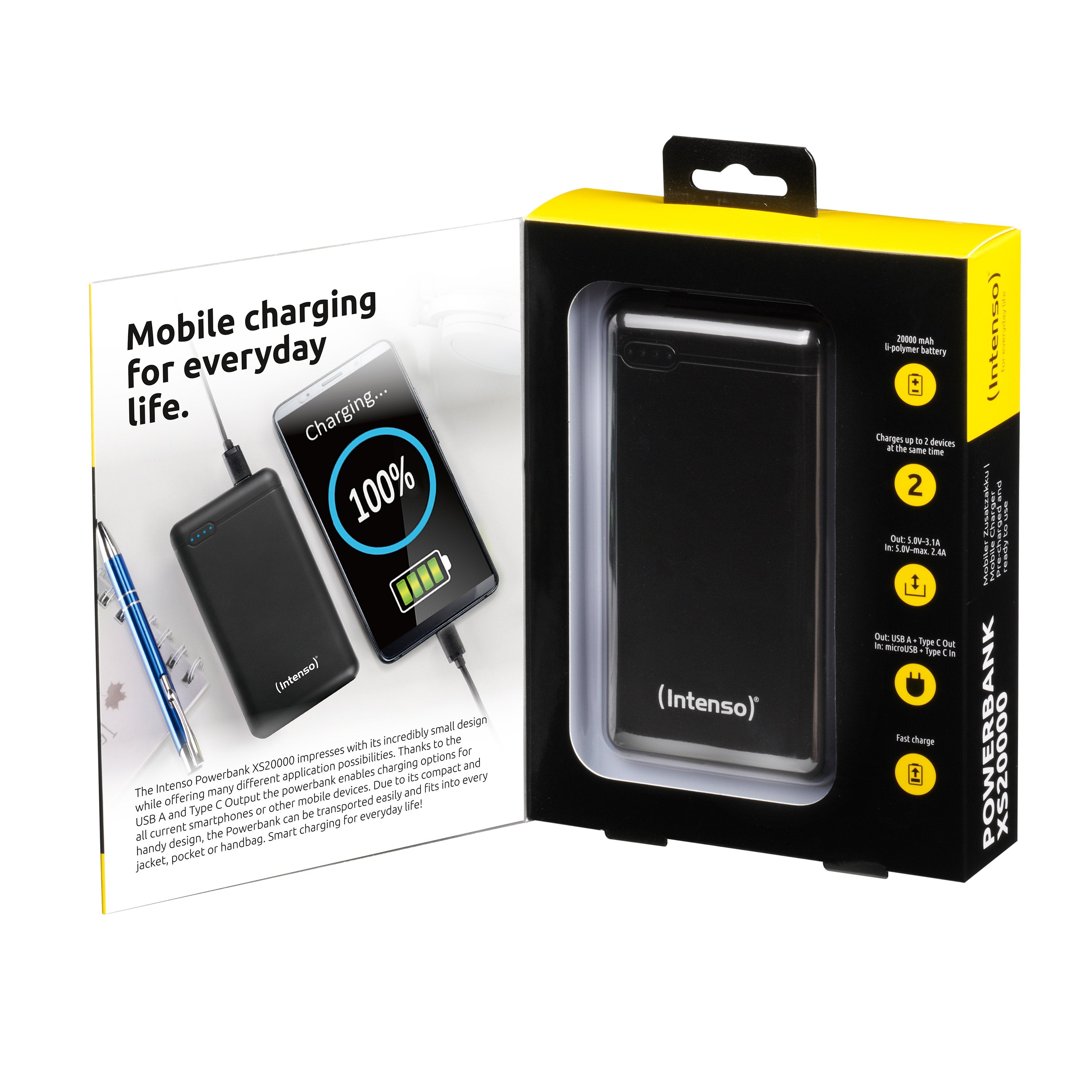 Intenso Powerbank Xs20000 Black 20000 Mah Inkl. Usb-A To Type-C