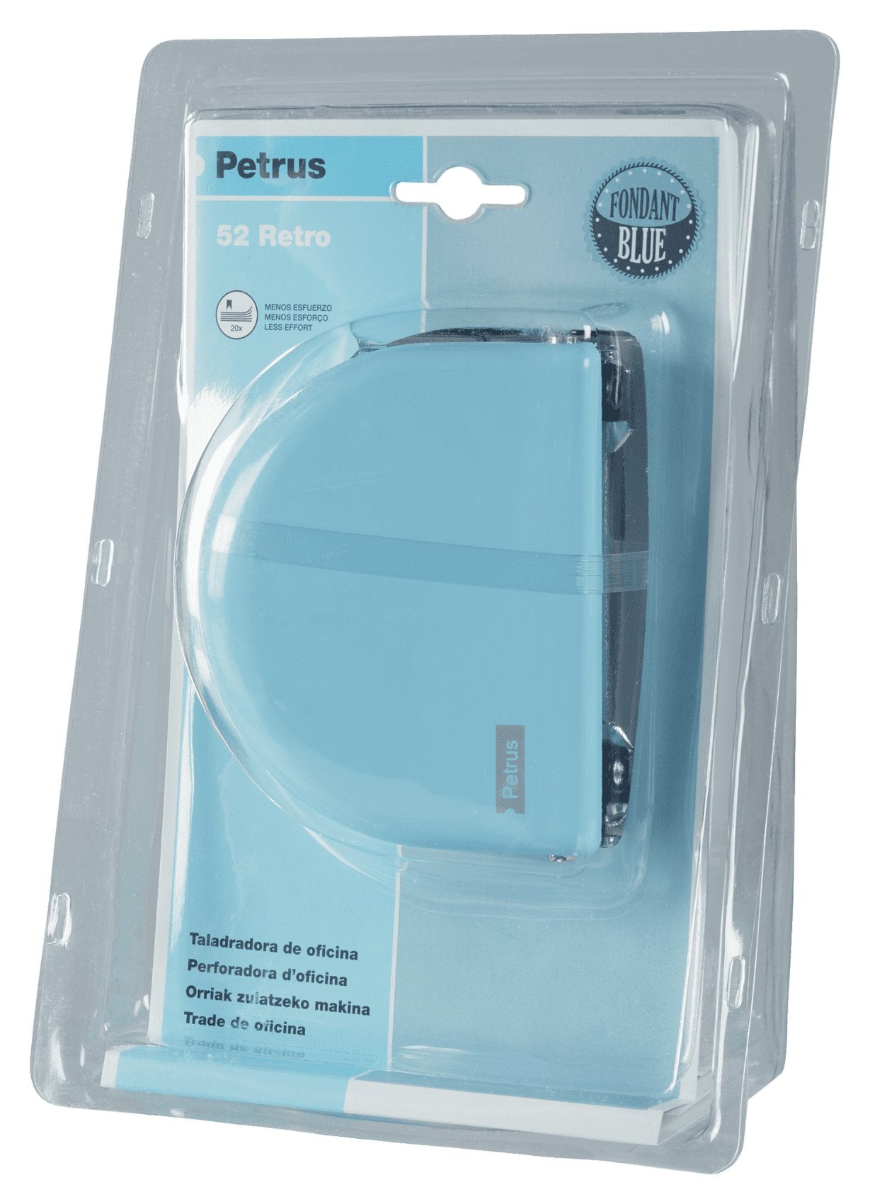 Petrus 52 Retro Taladro Perforador Metalico - Hasta 20 Hojas - Marcas De Formato - Facil Vaciado - Punzones 5.5mm -