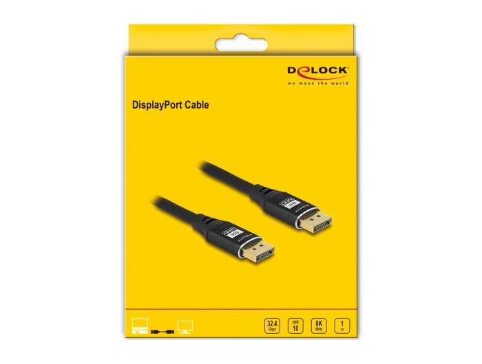 Delock 80620 Cable Displayport 8k 60 Hz 1 M Negro Metal