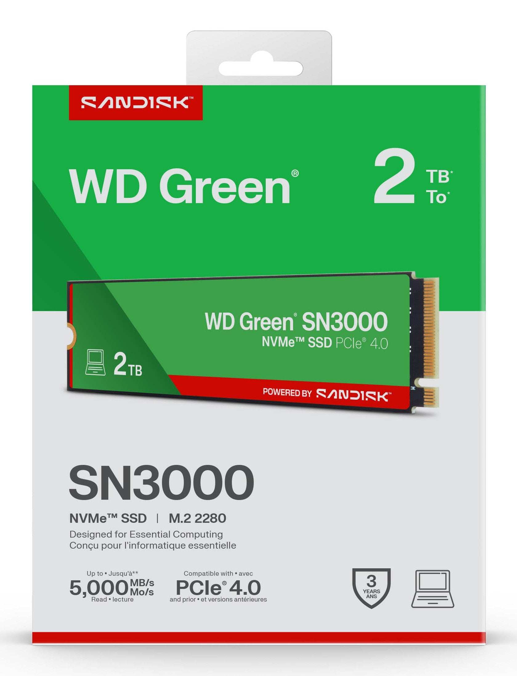 EAN 0718037904610 - SanDisk Green WD SN3000 NVMe 2 TB M.2 PCI Express 4.0 imagen 4