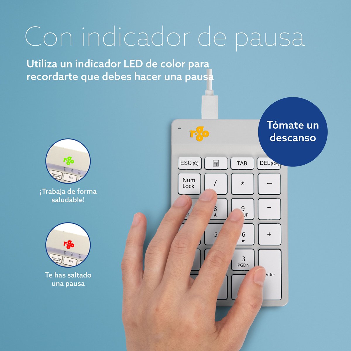 EAN 8719274491903 - R-Go Tools RGOCONMWDWH teclado numérico Portátil USB imagen 5