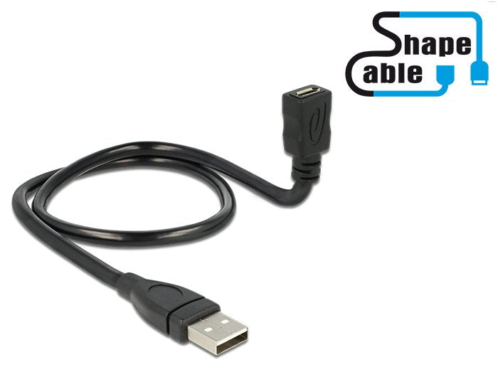 Usb Cable Delock A -> Micro-B M H 0.50m Shape Sw