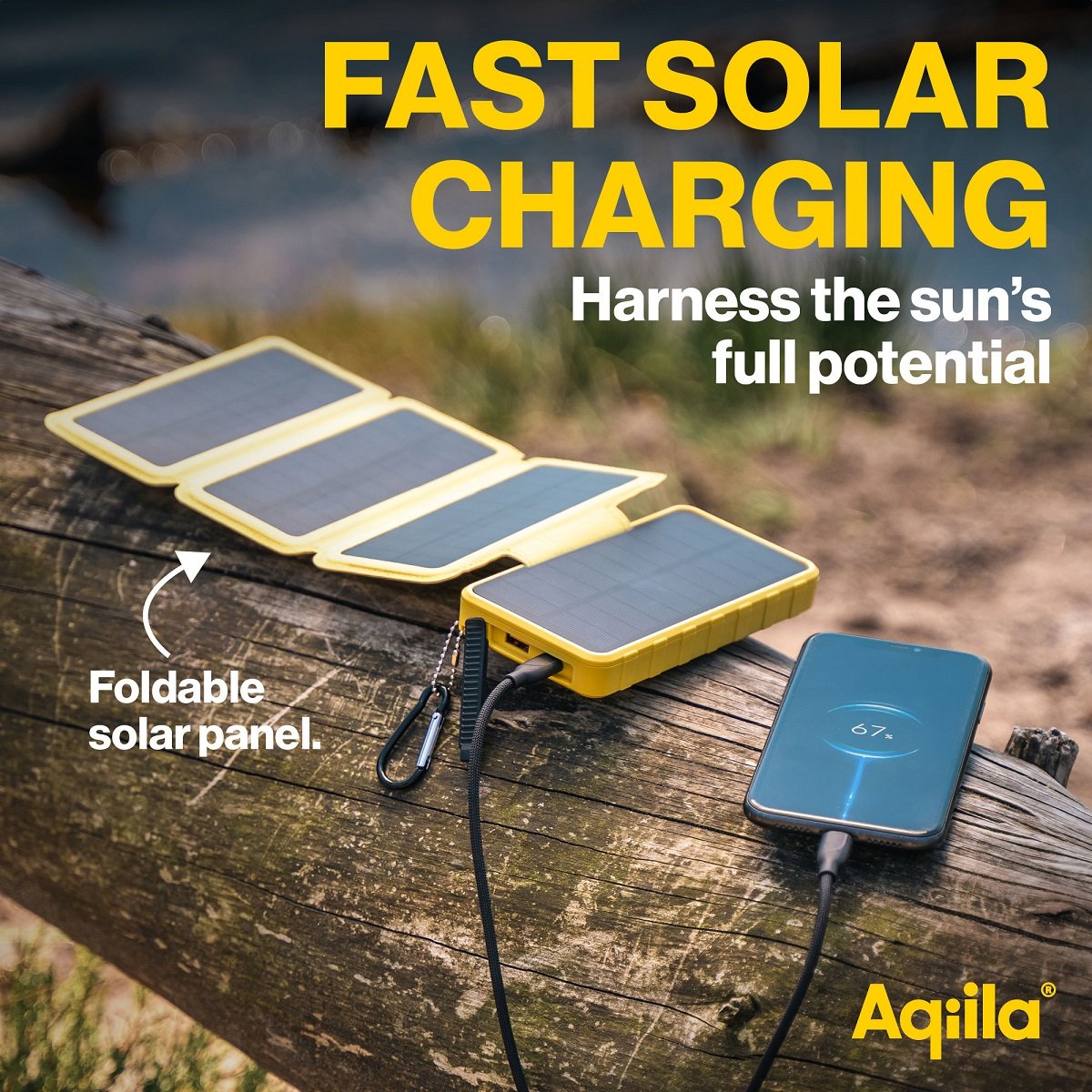 Aqiila Powerbird Bs10 Solar Powerbank 20w Gelb 10.000 Mah