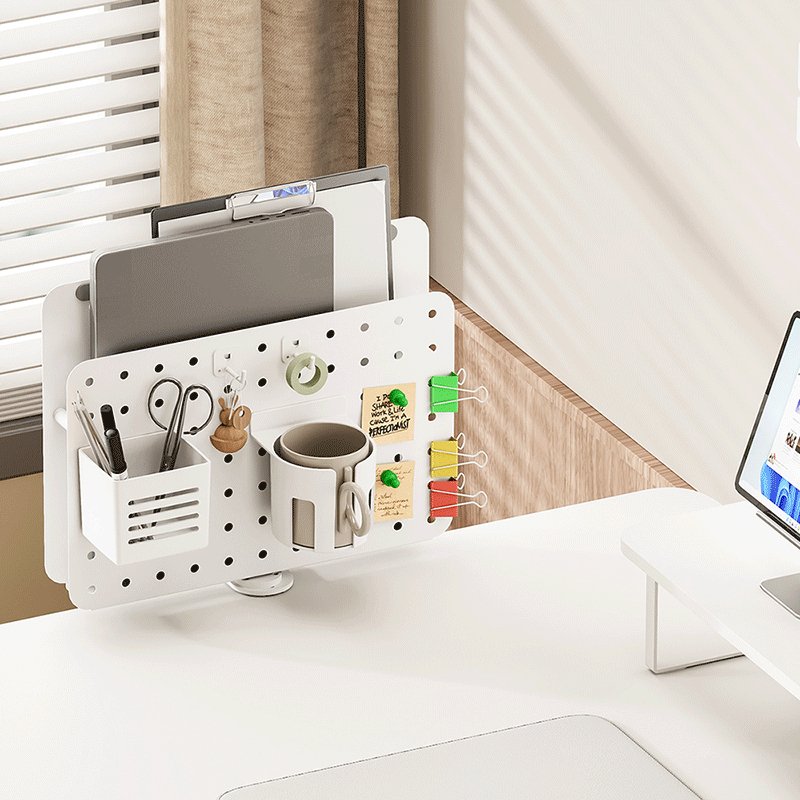 Pegboard, Clamp-On, Office, 362x445mm, Rotating, Blanco