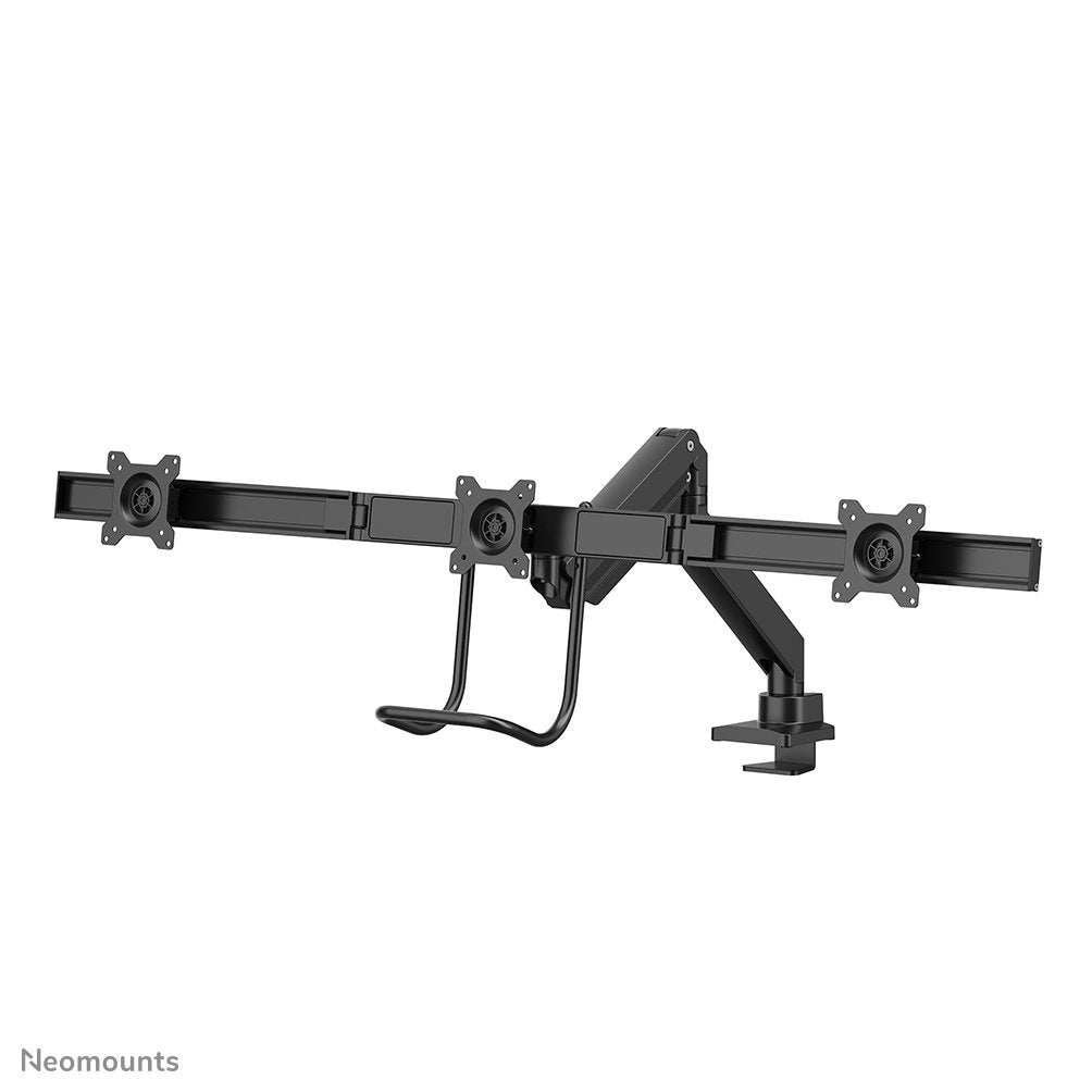 Newstar Monitor Triple-Deskmount With Crossbar 17-24inch Full Motion Gasspring Tilt Rotate Swivel Grommet/Clamp Black