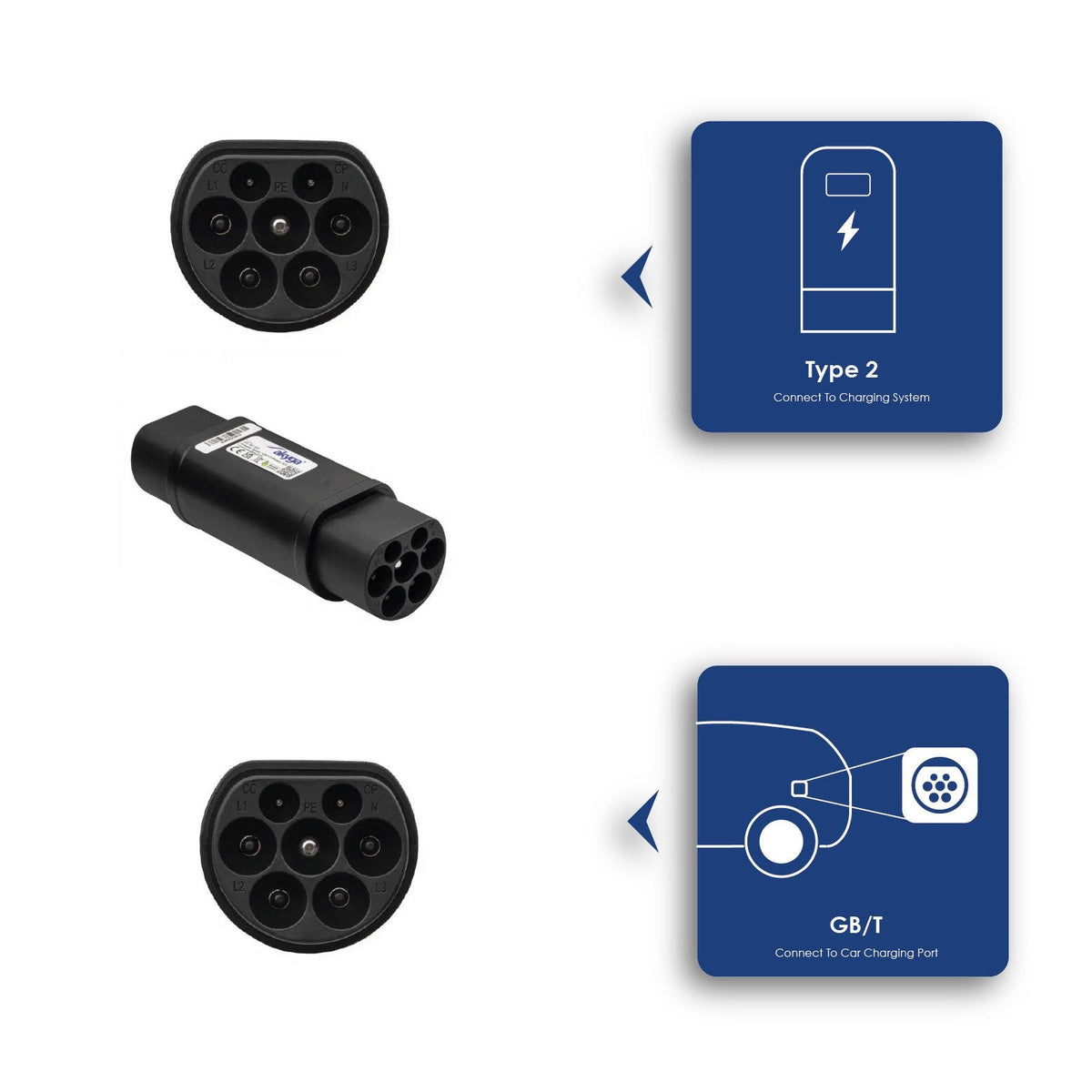 Akyga Ak-Sc-E21 Ladekabel-Adapter [1x Typ 2 (Iec 62196-2) Stecker - 1x Gb/T (20234.2-2015) Stecker] Type 2 3 0 M