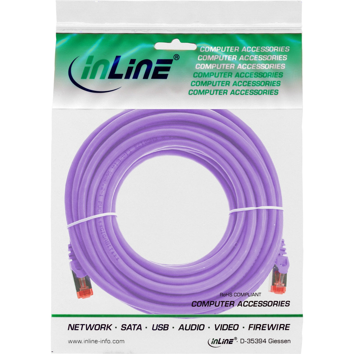 Cable De Red Inline S/Ftp Pimf Cat.6 250mhz Pvc Cobre Violeta 15m