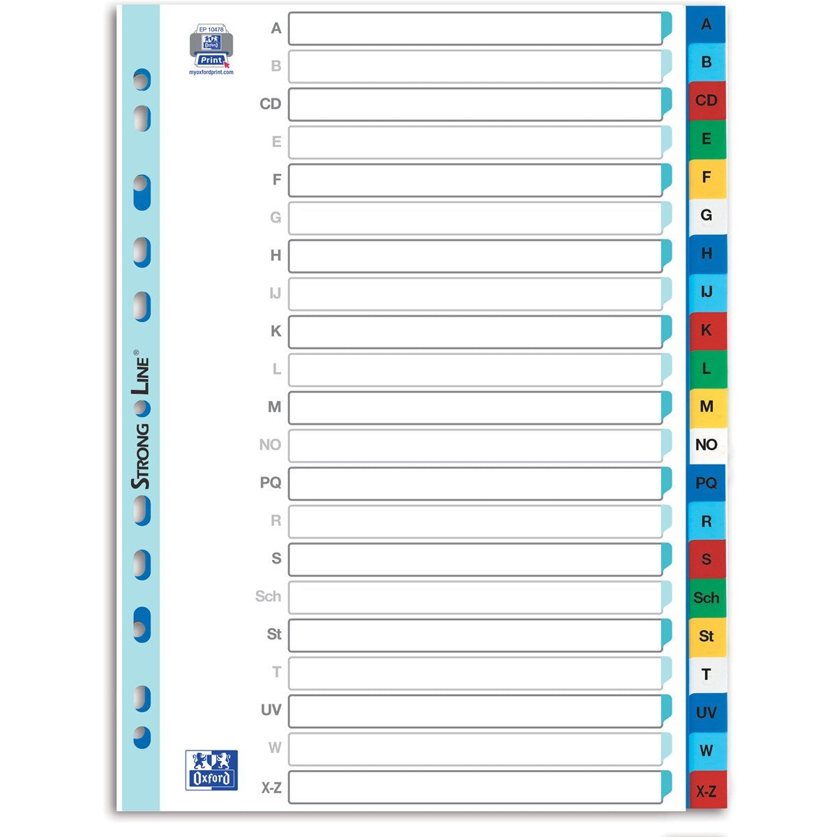 Oxford Ordnerregister Vollformat A-Z De Colores 21-Piezas - 1 Juego