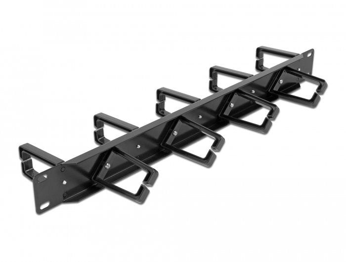 Delock 19? Cablemanagement Rangierpanel Beidseitig Mit 9 Bügeln (5 X Vertikal, 4 X 45° Geneigt) 1 He Schwarz