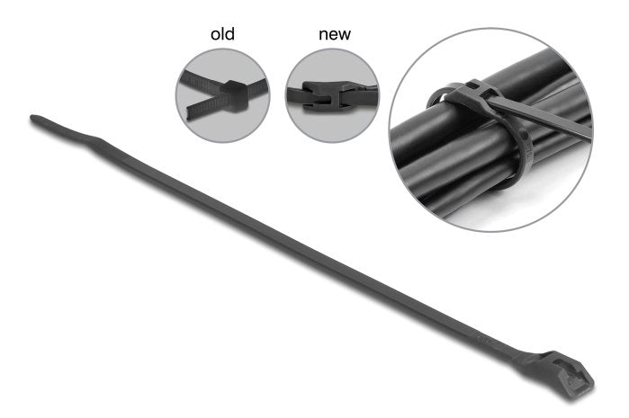 Delock 19503 Brida Para Cables Con Cabeza Plana La 370 X An 7,6 Mm 100 Piezas Negro