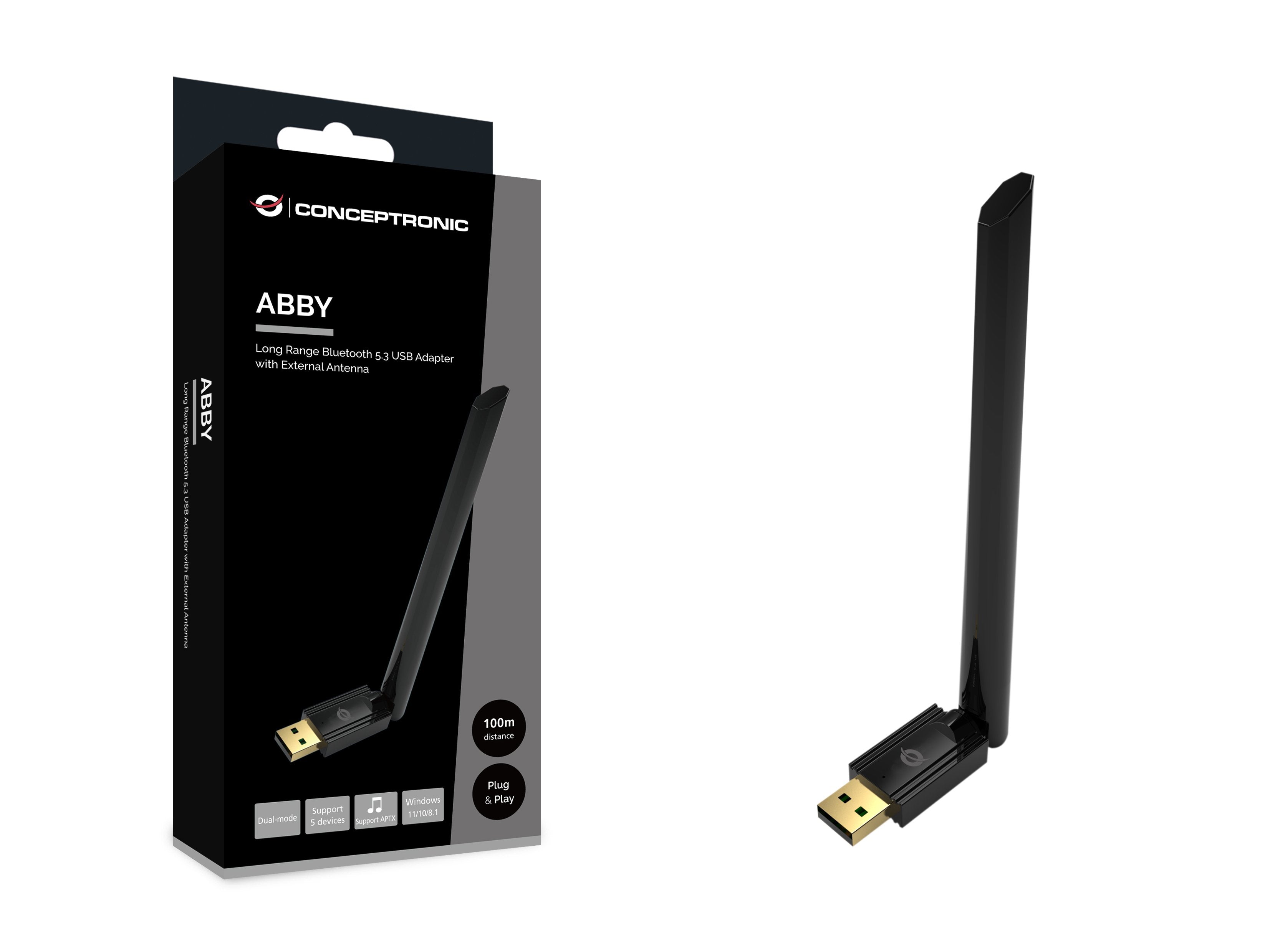 Conceptronic Bluetooth Adaptador 5.3 Nanousb 100m Negro