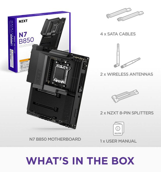 Nzxt N7 B850 Wifi Black Ddr5 Am5 Black Cover N7-B85xt-B1 Retail
