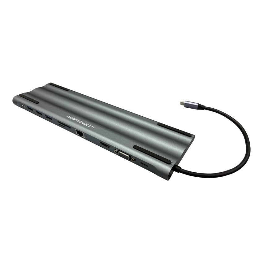 Lc-Power Lc-Hub-C-Multi-8 Base Para Portátil Y Replicador De Puertos Alámbrico Usb 3.2 Gen 1 (3.1 Gen 1) Type-C Negro, Plata