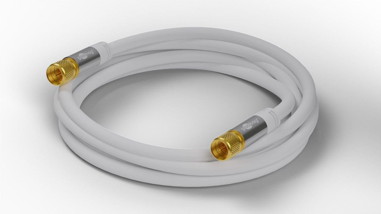 Cable De Antena Sat Goobay Tipo 135db , Conector F > Conector F Blanco, 2 Metros 70600