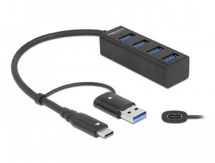 Delock Hub Usb 3.2 Gen 1 De 4 Puertos Con Conector Usb Type-C O Usb Tipo-A.