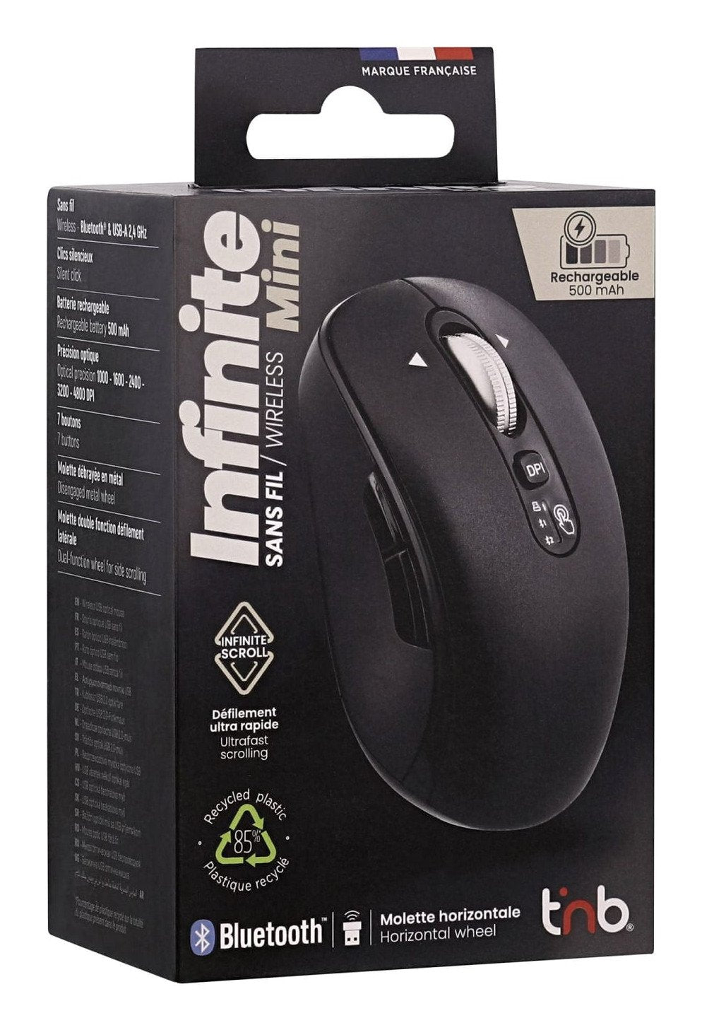 EAN 3303170123645 - T'nB MWINFINITEMN ratón Universal Mano derecha Bluetooth + USB Type-A Óptico 4800 DPI imagen 4