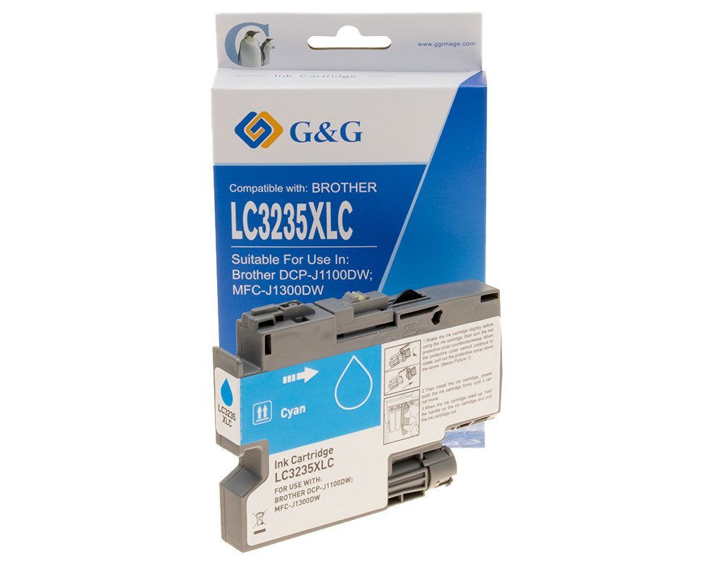 G&G Brother Lc3235xl/Lc3233 Cyan Tinta Generico - Reemplaza Lc3235xlc/Lc3233c