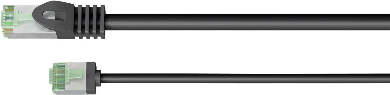 Goobay Cable Ultraflexible Cat.8.1 Delgado, U/Ftp Negro, 1 Metro, Conector Extracorto 74353